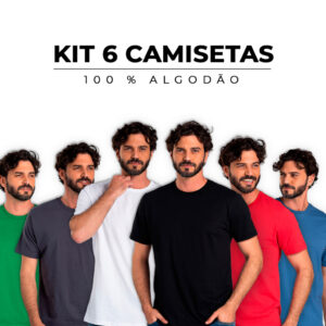 Kit 6 Camisetas Básicas Masculina 100% Algodão Reforço Ombro a Ombro Modelagem Moderna Casual Lisa Fabricação Própria no Brasil - Camiseta Masculina Casual - Dadez